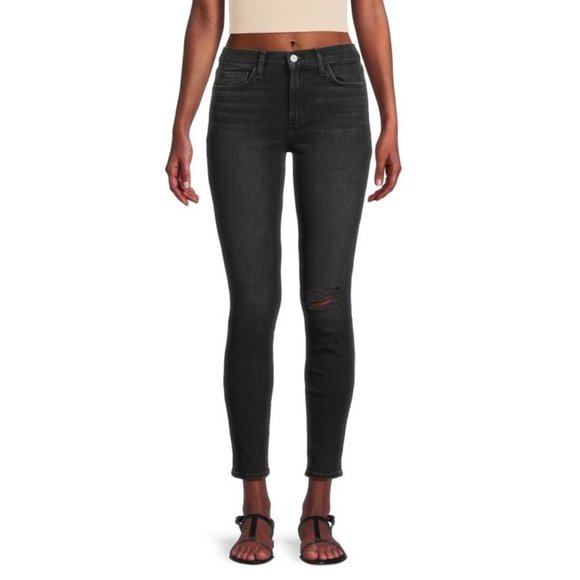 Joes Jeans Womens Black Mid Rise Skinny Ankle Jeans Distressed Raw Hem size 30 - Picture 1 of 14